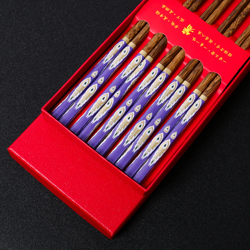 Palillos de madera de ala de pollo, película floral impresa de madera maciza para el hogar, cola de pavo real, sin pintura, sin cera, spot al por mayor, LOGO personalizable