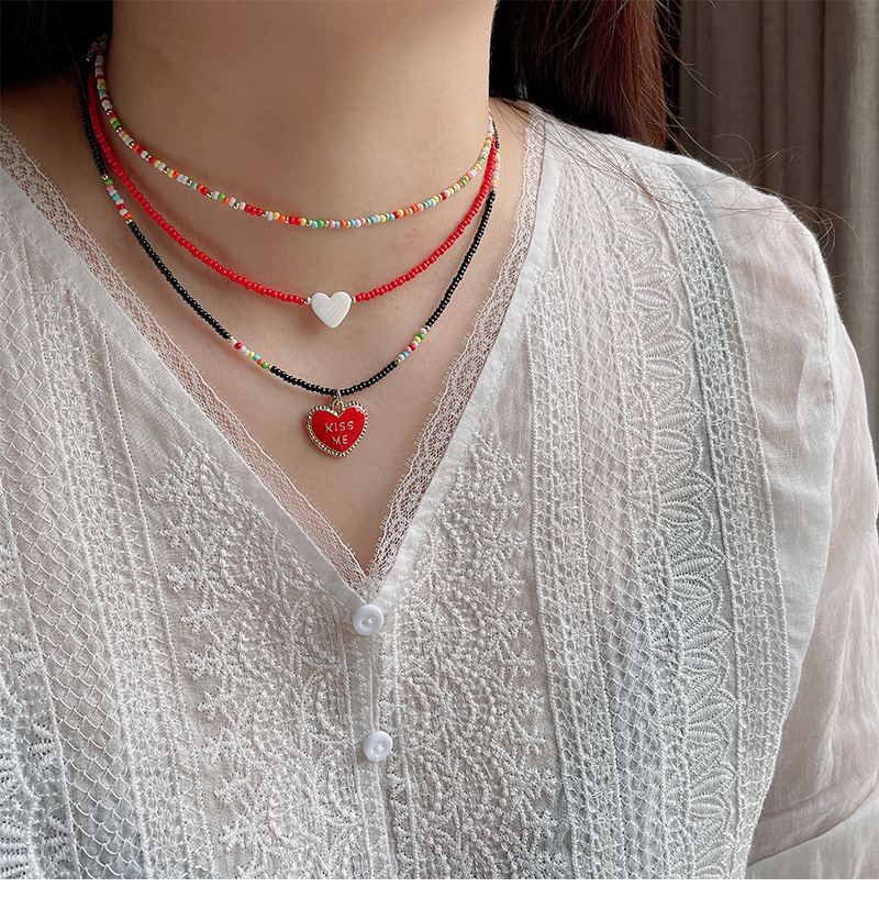 Einfacher Stil Herzform Perlen/perlen Hülse Halskette display picture 2
