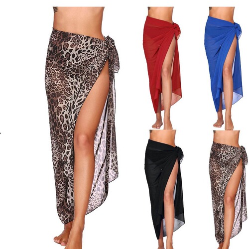 European and American long-sleeved chiffon robe, sexy bikini one-piece scarf women beach dress