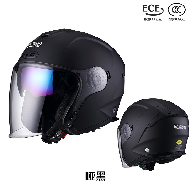 BEON doble lente tres cuartos casco de la motocicleta coche eléctrico medio casco otoño e invierno cálido casco unisex