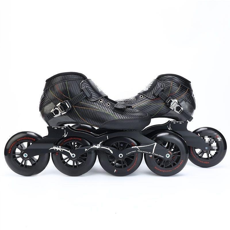 Skates Professional Racing Roller Skates Large Wheel Speed Carbon Fiber Skates for Adults, Men, Women and Children Black Without