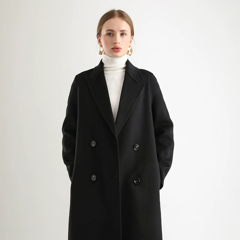 Двустороннее шерстяное пальто демисезонное oversize с поясом, утолщённое; цвета хаки/чёрный/рисовый/камел/овсяный, размеры S/M/L — бренд 姝鑫