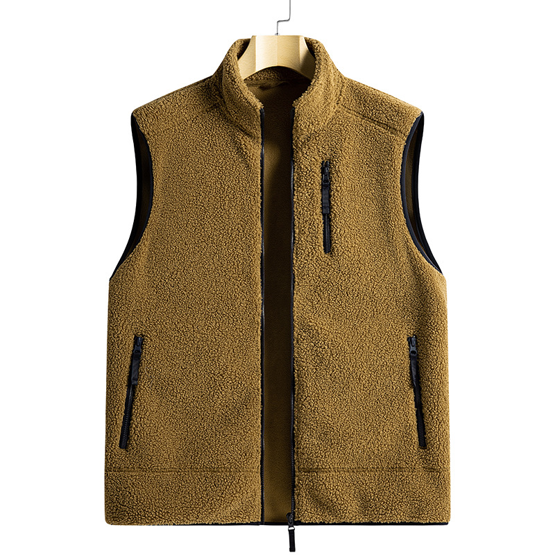 Dropshipping autumn and winter mountain-style outdoor teddy fleece vest for men and women, thickened and warm, trendy workwear vest