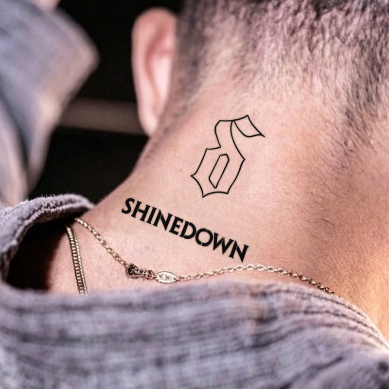 Shinedown rock band tattoo stickers, dark-style English eagle and TV personality collarbone waterproof stickers Shinedown rock band tattoo stickers, dark-style English eagle and TV personality collarbone waterproof stickers