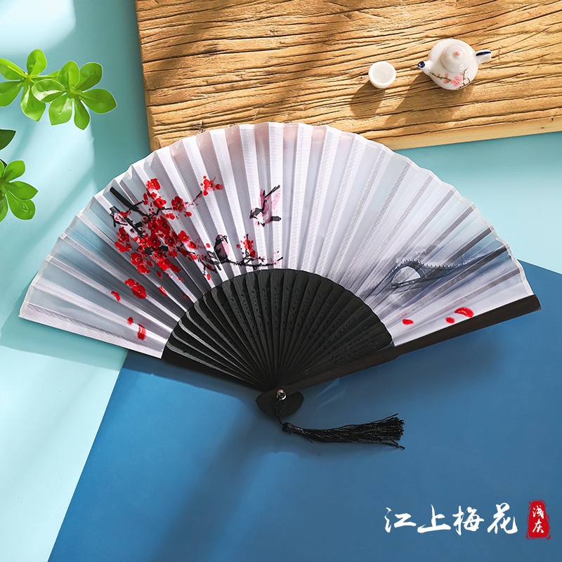 Ventilador Ventilador plegable Estilo chino Estilo antiguo Estilo japonés Mujer borla Verano Niños Plegable portátil Baile Hanfu Mini ventilador