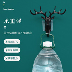 American-style home decor hooks with deer antlers, wall-mounted shelf, creative wall decoration, personalized deer head wall key rack