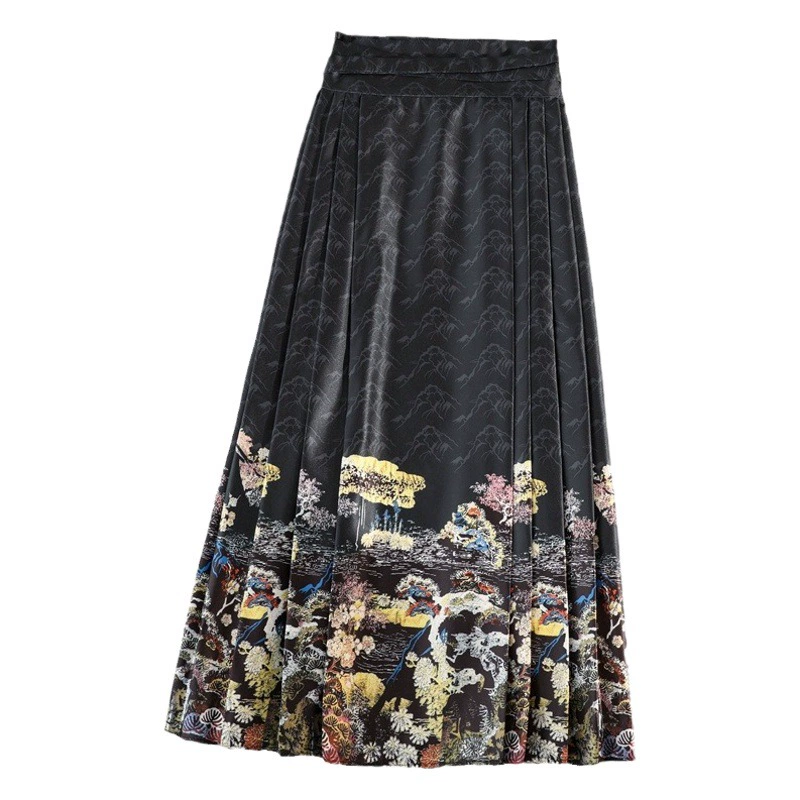 Гуанчжоу Тринадцать линий улучшенное Повседневное платье ханьфу в китайском стиле в национальном стиле, модная жаккардовая атласная цельная юбка на шнуровке с конским лицом