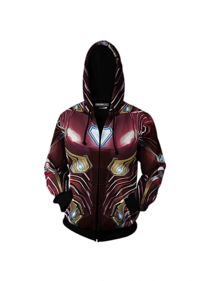 Трендовый кардиган с капюшоном, косплей-костюм аниме, бейсбольная форма, 3D-печатный кардиган «Железный человек» от Source Factory