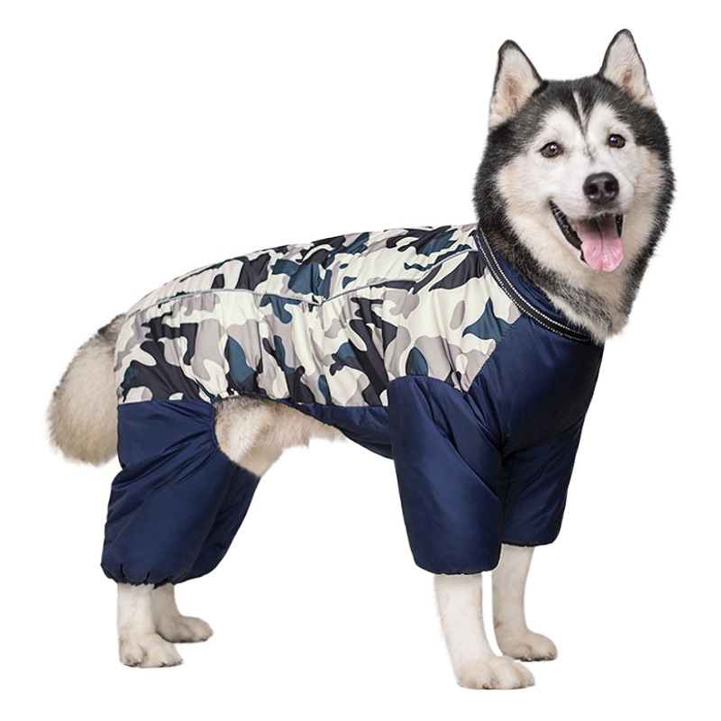 Ropa de algodón para perros de tamaño grande y mediano Alaska Samo Golden Retriever ropa de otoño e invierno para mascotas forrada de lana engrosada de cuatro patas ropa de abrigo