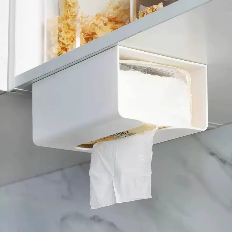 粘着ティッシュボックス、シンプルでファッショナブル、パンチフリーティッシュボックス、壁掛けトイレットペーパーティッシュボックス、多機能|undefined