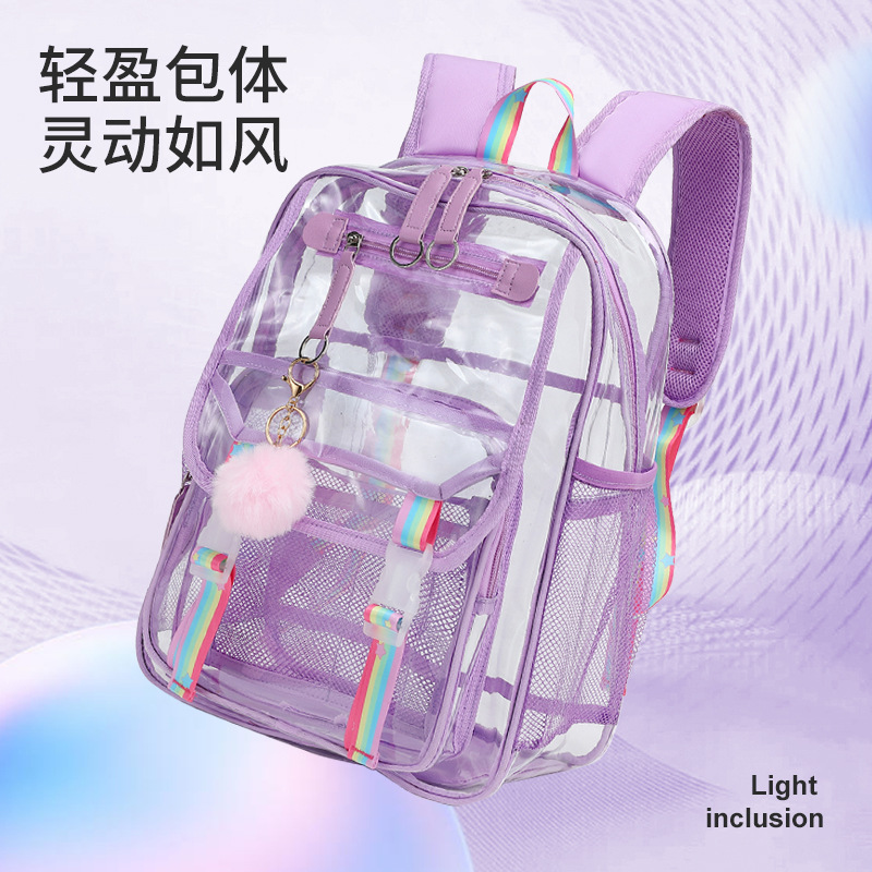 New Pvc Transparent Backpack, Waterproof, Large Capacity, Fresh Style, Unisex School Bag, Trendy Casual Outing Bag