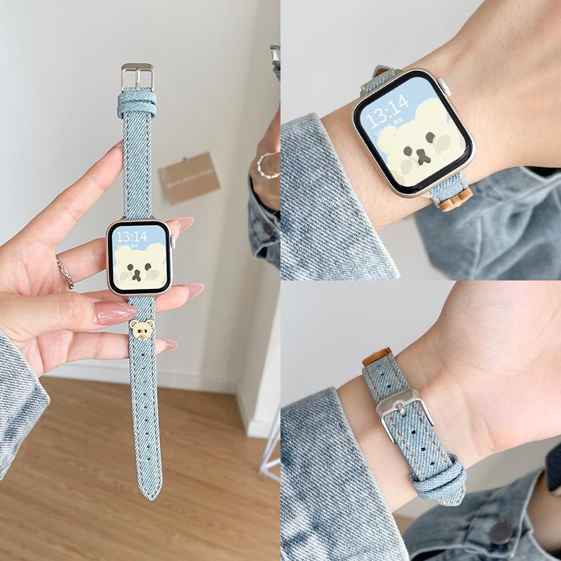 Suitable for Apple Watch Strap Cowboy Bear Iwatch10 Strap Thin Girls S9 Summer Cute Women's Strap