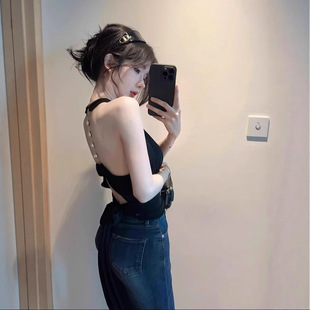 Back Strap Halterneck Camisole Women's Outer Wear Summer Thai Hottie Sexy Backless Tube Top Unique