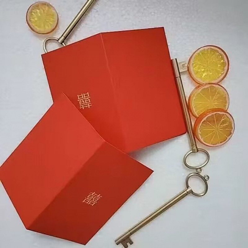 手工创意誓言卡中式喜酒红石榴花新郎新娘结婚礼致辞宣誓卡宣誓本|undefined