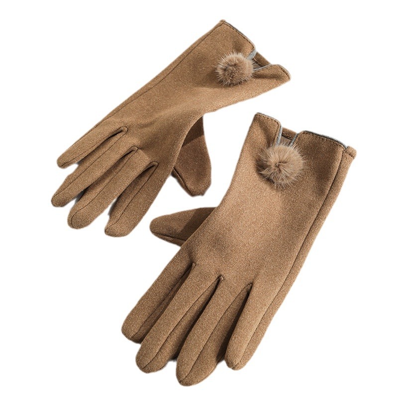 Guantes cálidos para mujer, terciopelo alemán, ciclismo al aire libre, linda mariposa, bola de visón, pantalla táctil a prueba de viento y frío, guantes de otoño e invierno