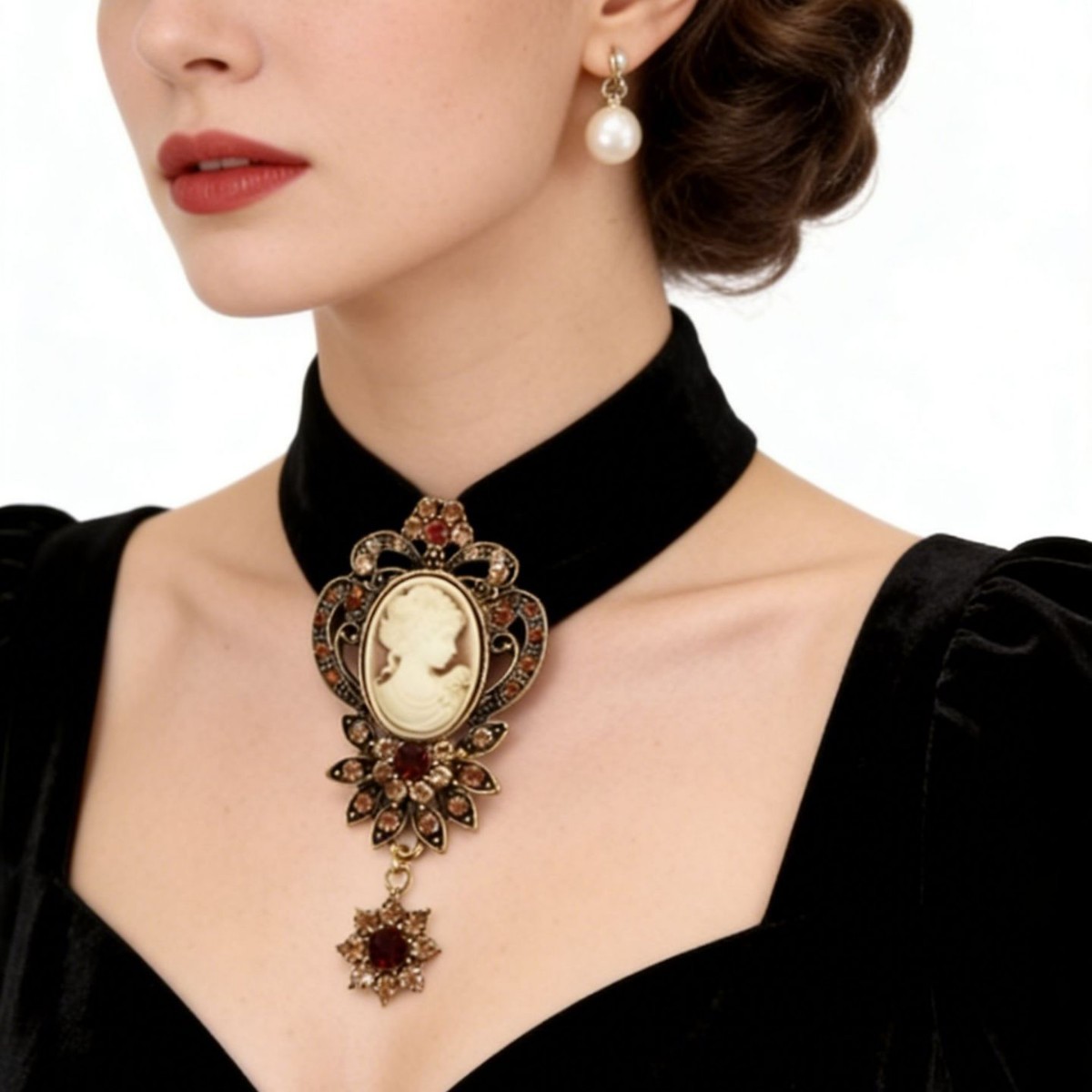 Vintage Strass Cameo Brosche Für Damen Im Prunkvollen Palaststil_voghion.com