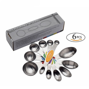 Baking spoon stainless steel double-headed measuring spoon six-piece set seasoning spoon color scale measuring cup measuring spoon color