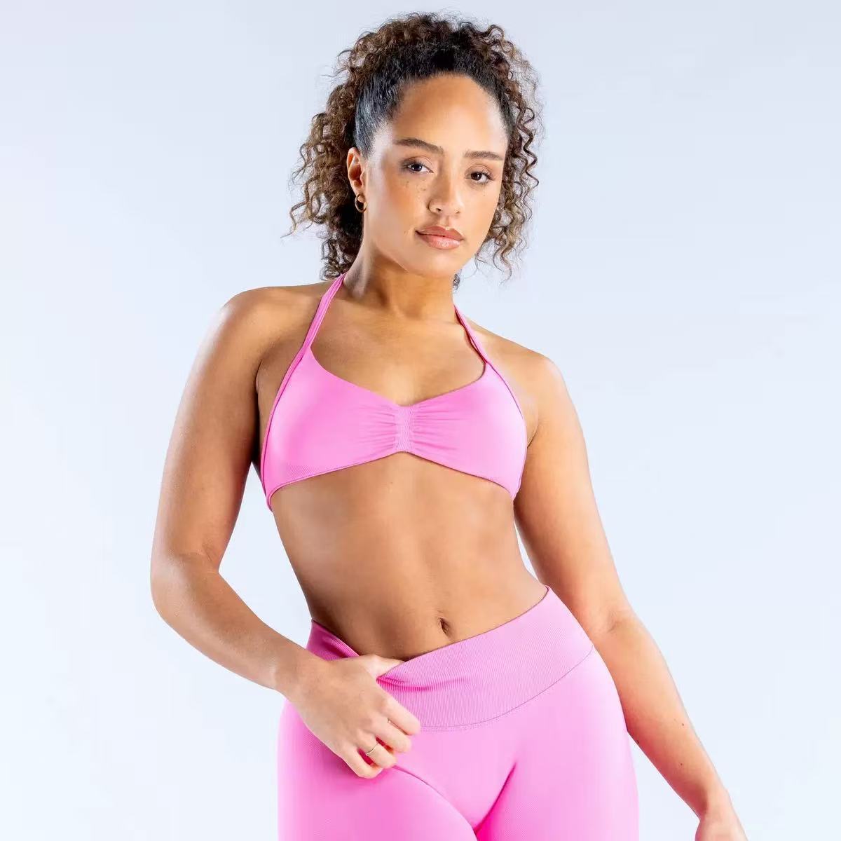Bra deportivo de cuello colgante transfronterizo Europa y América nuevo entrenamiento físico ropa interior rápida secado yoga pequeño sujetador