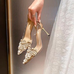 New Arrival Crystal-Encrusted High Heels—Transparent High-Heel Pumps for Women, Pointed Toe, Champagne Color—Perfect for Bridesmaids' Dresses and Wedding Shoes—Hot Trending!