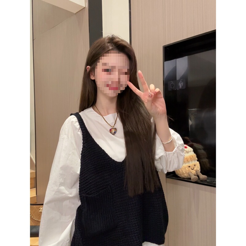 韩系叠穿毛衣吊带女短款宽松外穿针织背心百搭休闲小马甲其他|undefined