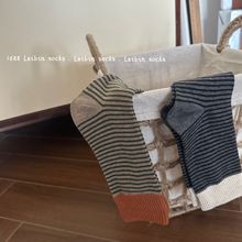 韩国潮袜秋季新品美丽配色细条纹袜子女袜休闲百搭中筒袜搭配卫衣