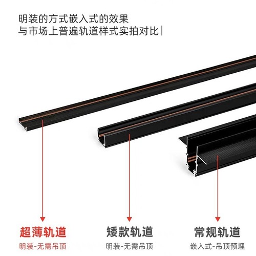 Magnetic track light surface-mounted ultra-thin 5mm black and white magnetic LED without drop ceiling household living room trackless light