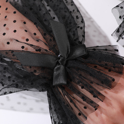 Summer mesh breathable bow sleeve cover black small polka dot sexy lace sun protection sleeve cover elegant