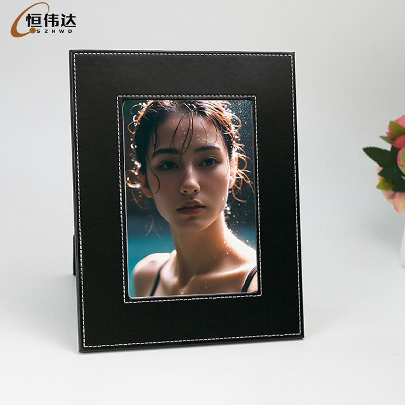 Factory Direct Sales Pu Leather Photo Frame Wedding Photo Studio Advertising Picture Frame Simple and Fashionable European Style Table Photo Frame