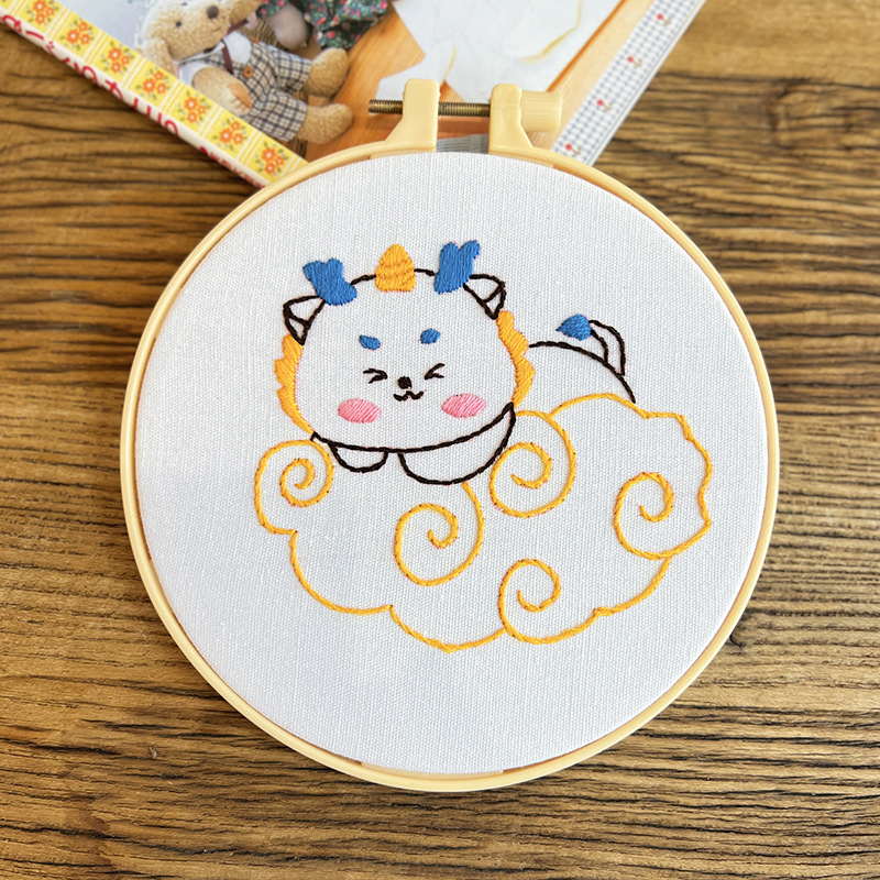 Lindo conejo bordado DIY colgando pintura de los niños Lu bordado puntada primaria práctica punto cruz dibujos animados pequeños adornos de animales