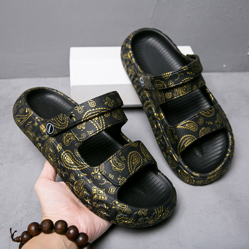 Par zapatillas verano nueva historieta cintura flor sandalias moda casual chanclas al aire libre antideslizante zapatos de playa ligeros