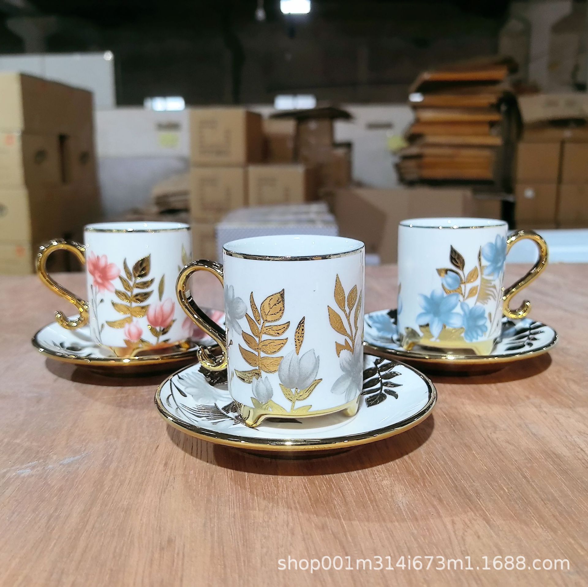 Creativo 6 tazas 6 platillos cerámica galvanizada pequeña taza de café platillo taza y platillo té de la tarde juego de té de regalo