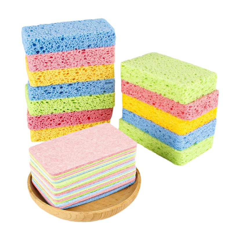 圧縮木材パルプ綿スポンジ キッチン用天然木材パルプ食器洗い神器 木材パルプ綿食器洗い布 ラグタオル|undefined