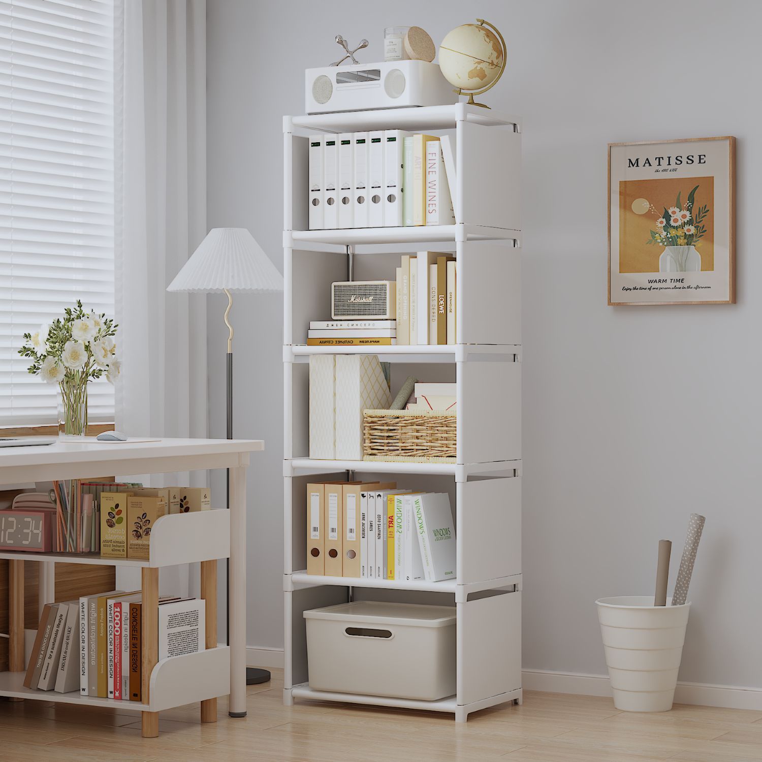 Estante simple combinado estilo retrógrado estante moderno estante simple dormitorio estante de almacenamiento estante diseño de habitación infantil