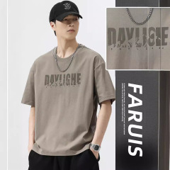 2025新型半袖tシャツ男性夏氷糸トレンド大サイズゆるい男性上着半袖男性tシャツ