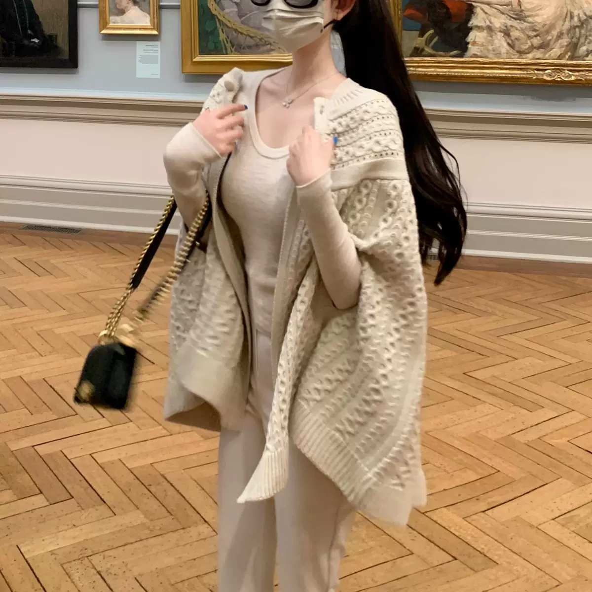 【千金美学】古董羊毛麻花斗篷 超重工加厚毛衣开衫外套