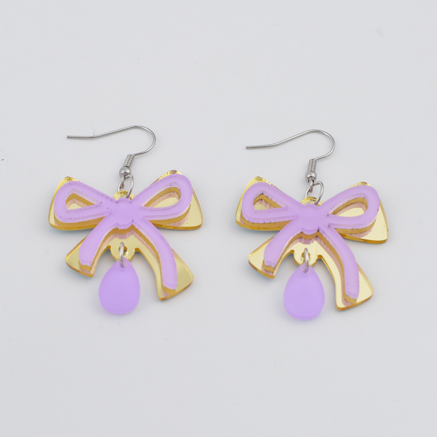 Purple earrings with bow