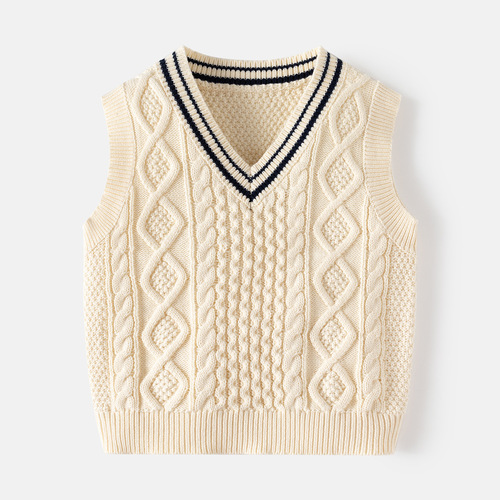 Children's woolen vest autumn new college style boys' sweater fashionable V-neck Korean style baby vest