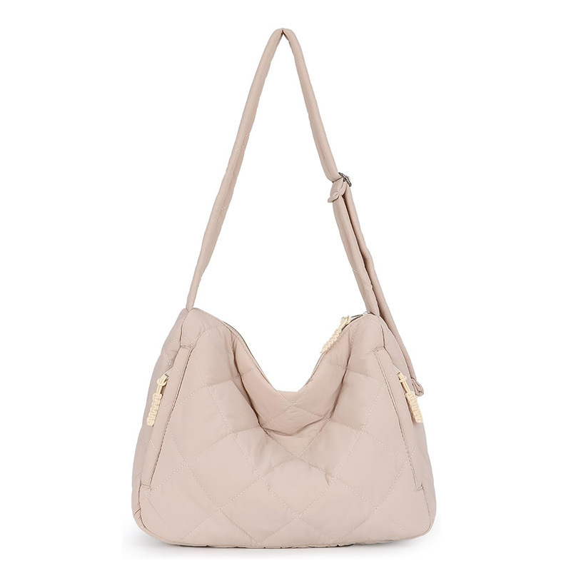 Amazon New Casual Quilted Down Tote Quilted Crossbody Bag Fluffy Hobo Bag with Adjustable Shoulder Strap