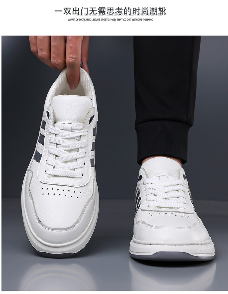 Giày sneaker nam da bò thật đế dày cổ thấp phong cách retro, giày thể thao thường ngày dây buộc — Giày sneaker Q2026 màu trắng, Giày ván Q2026 màu đen chi tiết 17