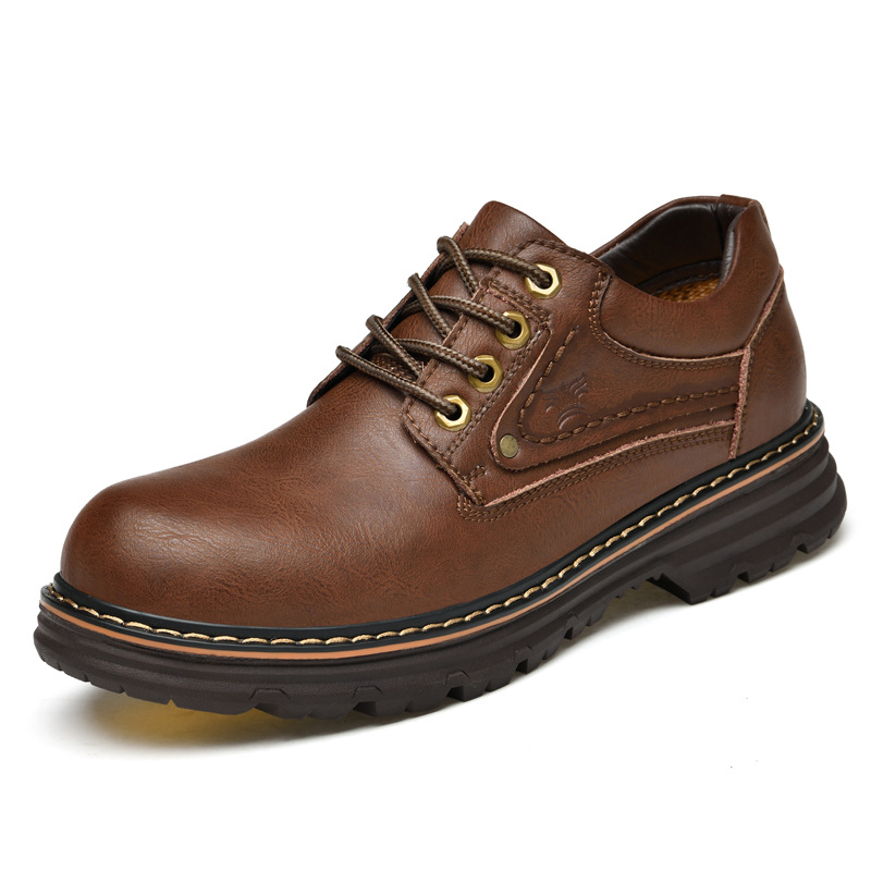 Herren Leder Freizeitschuhe Outdoor Robust Rutschfest Arbeitsschuhe_voghion.com