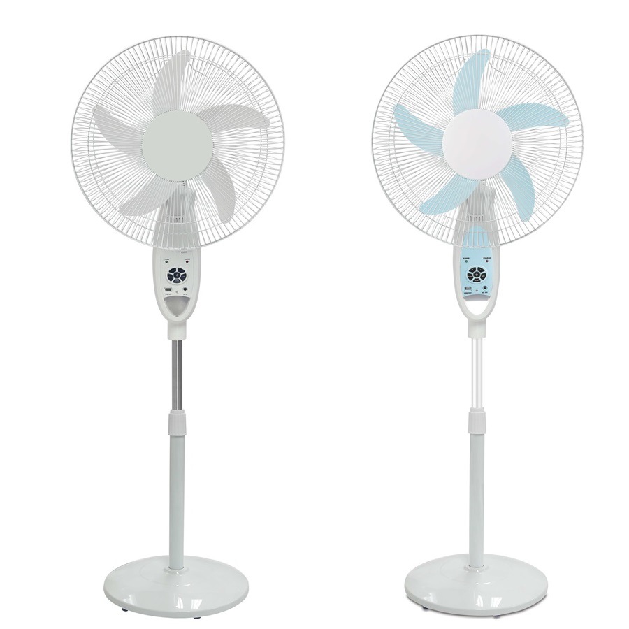 África y América del Sur venta caliente 18 pulgadas ventilador de piso recargable con iluminación de carga de teléfono móvil gran ventilador de emergencia
