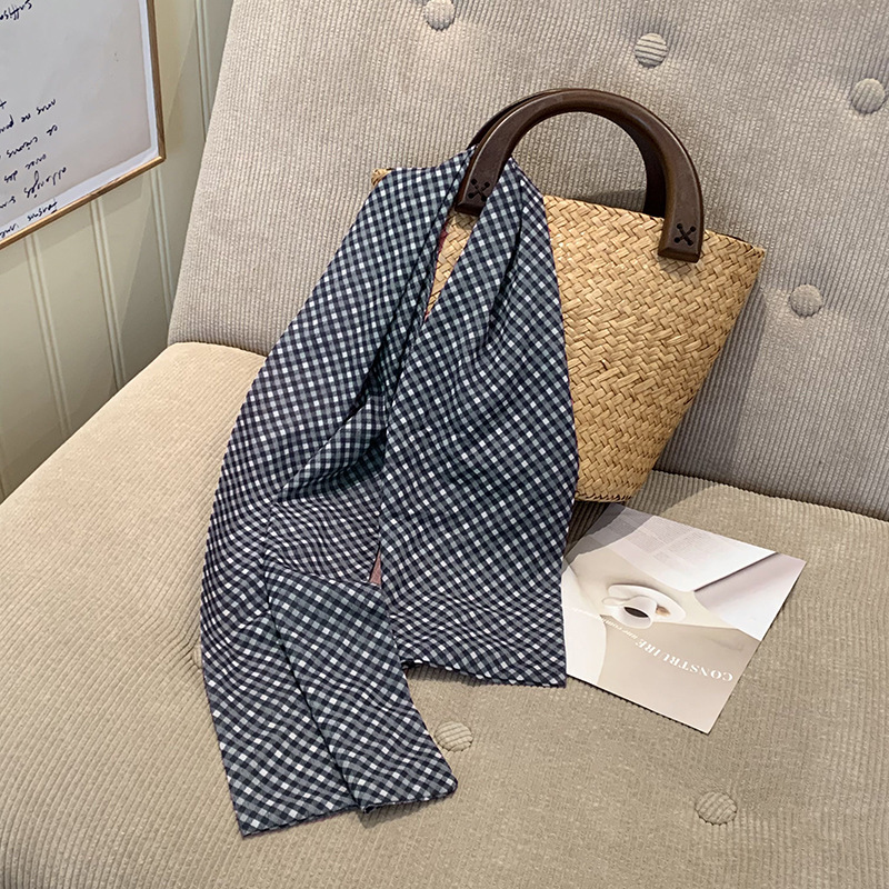 Wavepoint bufandas de seda larga alta sensación francesa retro primavera y otoño decoración de moda bufandas de cuello correa de cabello turbante