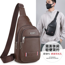 男士PU休闲单肩胸包斜跨新款外出便携式背包潮流字母斜挎腰包批发