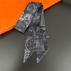 2023 new scarf Animal City small silk scarf wrapped around bag handle silk twill slim scarf
