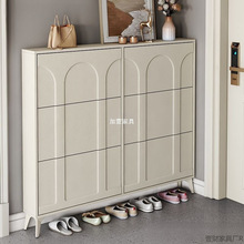 超薄极窄鞋柜玄关柜美式家用门口楼道外入户进门翻斗鞋柜黑色门外