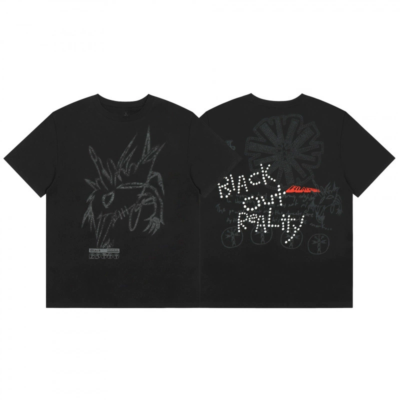 Travis Scott Cactus Jack Модная физиономия Роза стела рисунок повседневная футболка с коротким рукавом