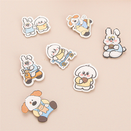Sweet and Cute Cartoon Rabbit Acrylic Brooch Wholesale Puppy Badge Children’s Gift Girls Pendant Small Ornaments