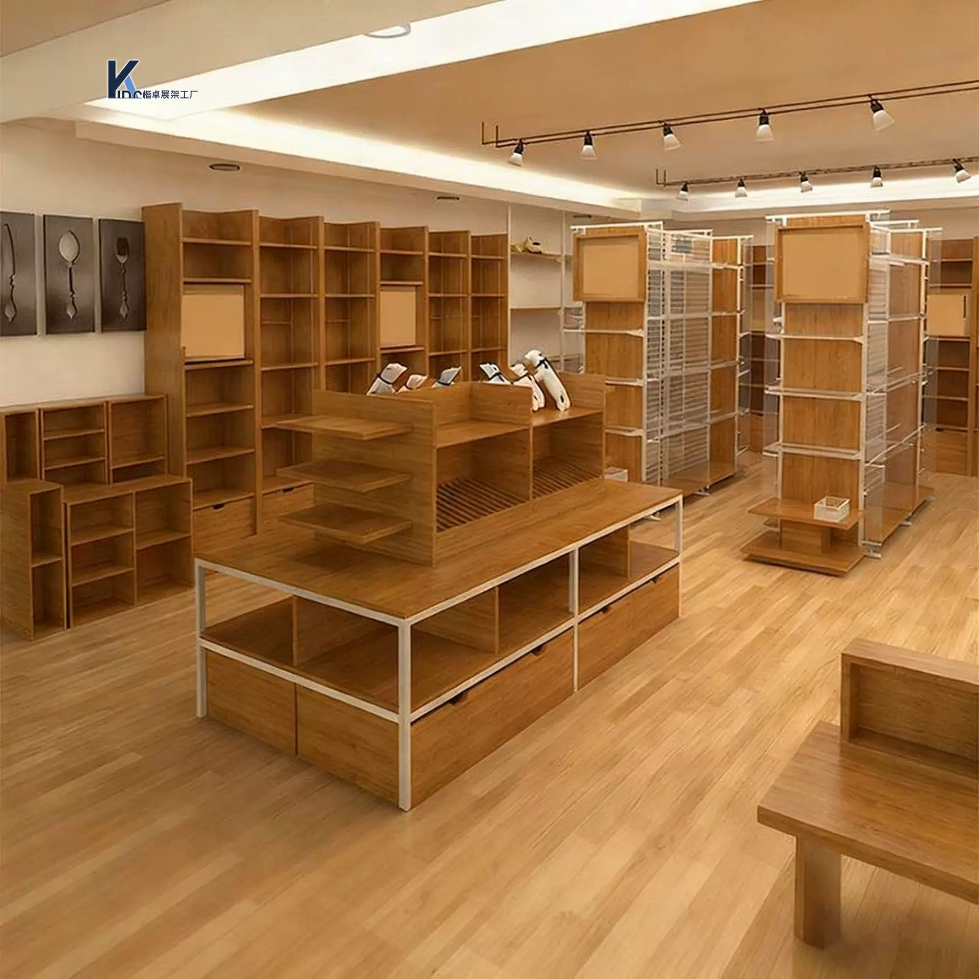 服装店精品展示柜 家居家纺陈列柜 精品店家居展示服装店中岛台