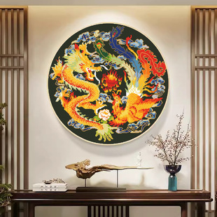 Cross-Stitch Manufacturer Tiktok Kuaishou Xiaohongshu Dropshipping 2025 New Thread Embroidery Living Room Embroidery Dragon and Phoenix Prosperity