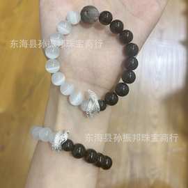 寺庙同款手串杭州香款龙年好运白猫眼银曜石双拼手串网红款民族风